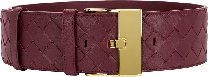 Bottega Veneta Large Watch Intrecciato Belt in Burgundy