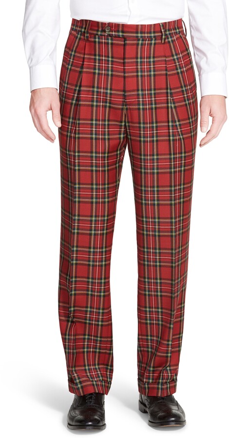 mens red checkered pants