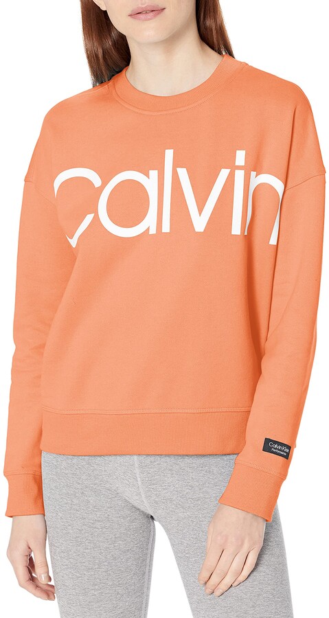 Calvin Klein Performance Women's Jumbo Calvin Logo Drop Shoulder Crewneck  Pullover - ShopStyle Sweatshirts & Hoodies