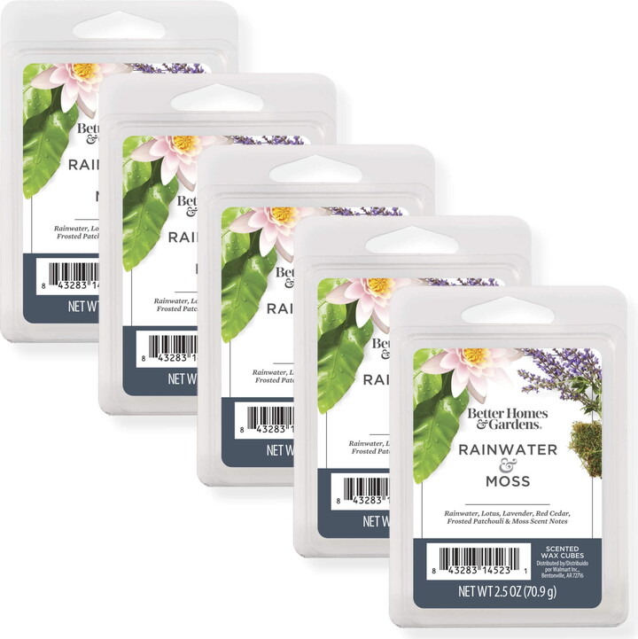 Better Homes & Gardens Rainwater & Moss Scented Wax Melts, Better Homes & Gardens, 2.5 oz (5-Pack)