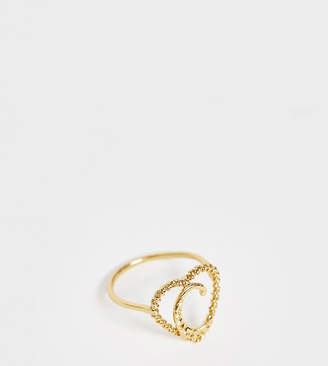 Reclaimed Vintage inspired gold plated C initial ring