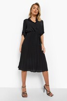 Thumbnail for your product : boohoo Pleated Midaxi Shirt Dress
