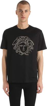 Versace Studded Medusa Cotton Jersey T-Shirt