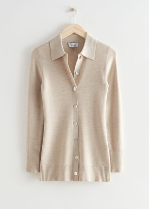 And other stories Long Fitted Rib Knit Cardigan