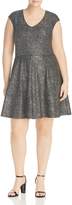 Thumbnail for your product : Love Ady Plus Flecked Metallic Fit-and-Flare Dress