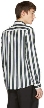A.P.C. Green and Off-White Striped Alexis Shirt