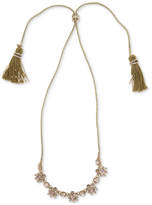 Thumbnail for your product : Marchesa Gold-Tone Pavé & Pink Stone Corded Slider Necklace