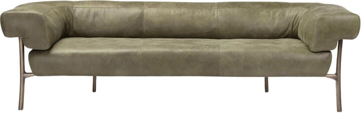 Ghidini 1961 Katana Gray Leather Sofa By Paolo Rizzatto