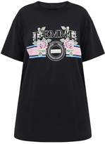 Thumbnail for your product : PrettyLittleThing Black Femme Slogan Rose Oversized T Shirt