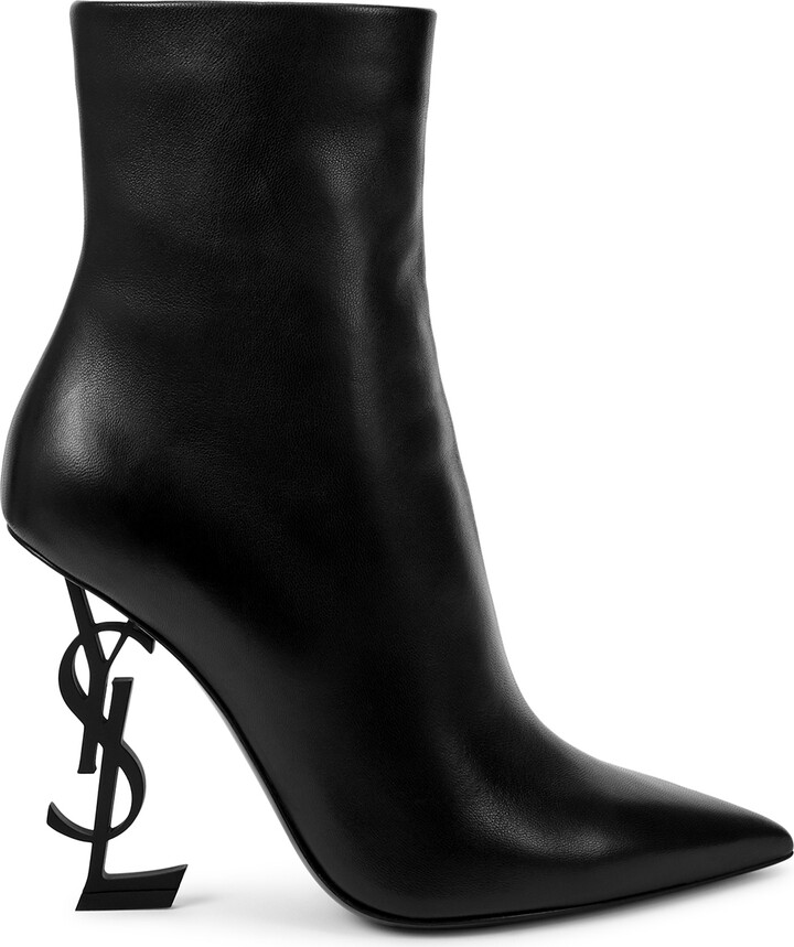 Saint Laurent Opyum 110 Black Leather Ankle Boots - ShopStyle