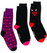 Thumbnail for your product : Diesel Three-Pair Graphic Print Ankle Socks