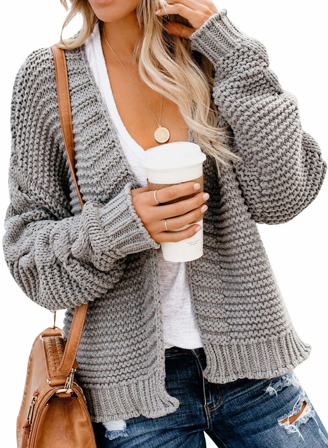 ladies grey chunky knit cardigan