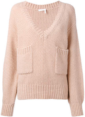Chloé knitted V-neck pocket sweater