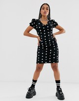 Thumbnail for your product : Collusion Petite ruched mini dress with floral embroidery