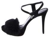 Thumbnail for your product : MICHAEL Michael Kors Fur-Trimmed Suede Sandals