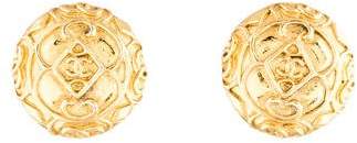 Chanel Etched Scroll CC Clip-On Earrings