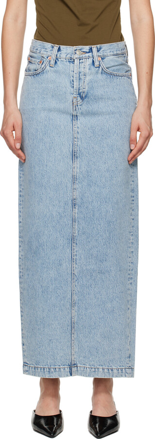 Wardrobe NYC Blue Column Denim Maxi Skirt