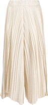 Cropped Pleated Wide-Leg Trousers 