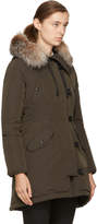 Thumbnail for your product : Moncler Green Down and Fur Arehdel Coat