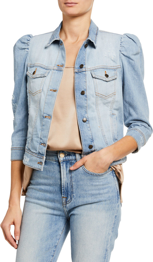 three quarter sleeve jean jacket