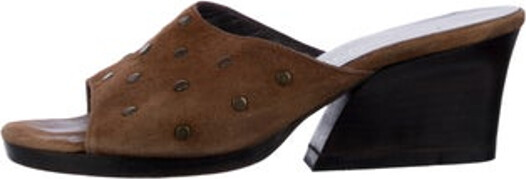 Saint Laurent Suede Slides Black Size not listed estimated from measurements.