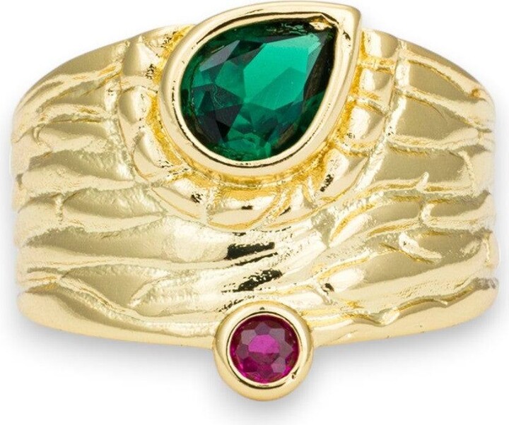 Kybele Studio Green / Yellow / Gold Radiant Ripple Ring