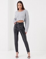 Thumbnail for your product : 4th & Reckless high waisted vinyl trousers in black