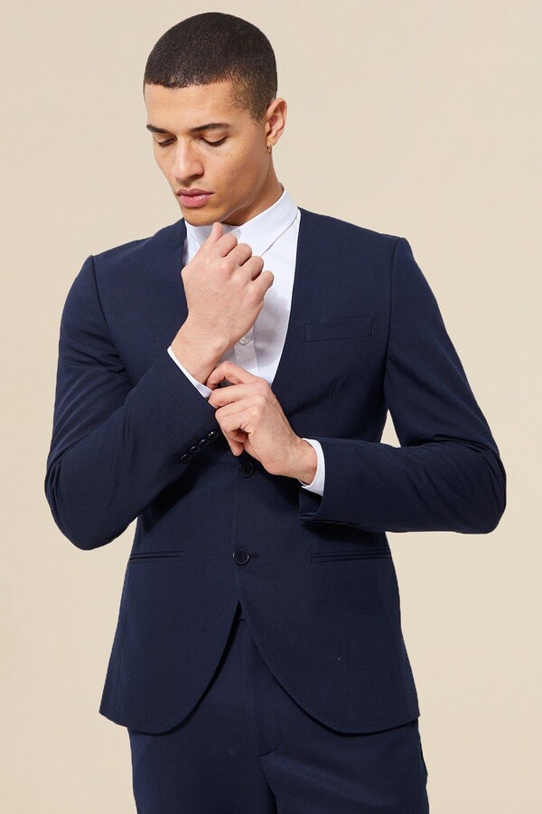 collarless suit jacket