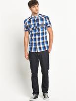 Thumbnail for your product : Goodsouls Mens Short Sleeve Check Shirt with Contrast Detail