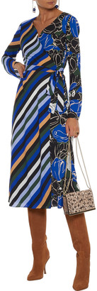 Diane von Furstenberg Tilly Paneled Printed Crepe De Chine Midi Wrap Dress