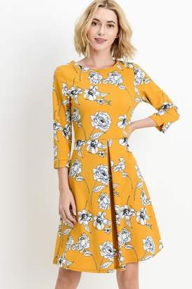 Les Amis Gorgeous Mustard-Floral Dress