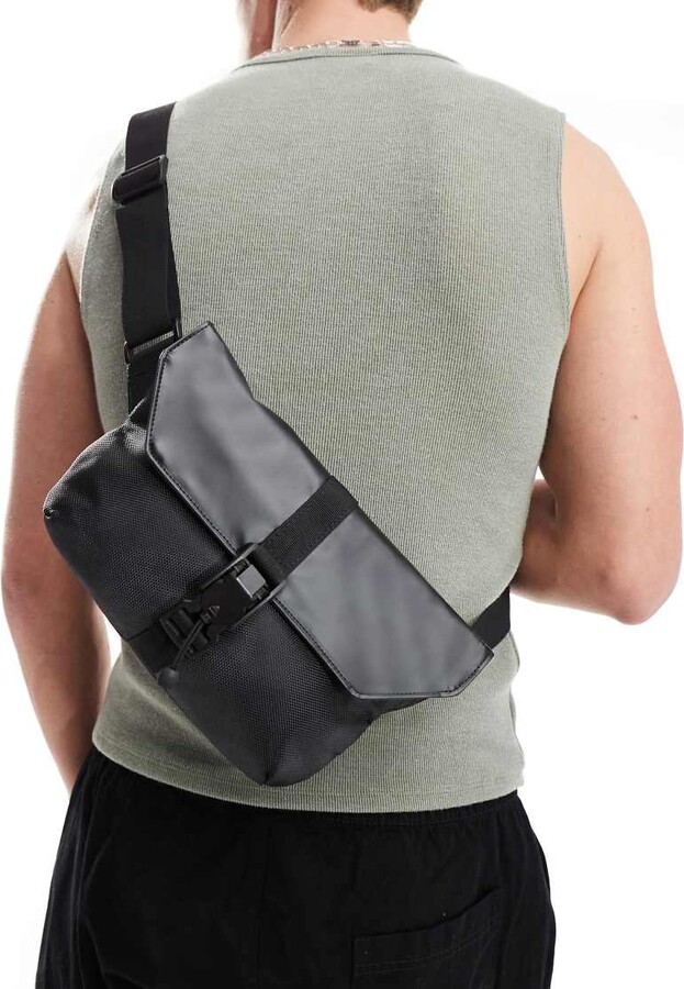 ASOS DESIGN backpack in black nylon with contrast puller ShopStyle