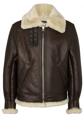 Schott NYC Classic B-3 Brown Leather Bomber Jacket