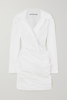 Thumbnail for your product : Alexander Wang Wrap-effect Draped Cotton-twill Mini Shirt Dress - White