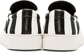 Thumbnail for your product : Mother of Pearl Black & White Striped Leather Trim Slip-On Sneakers