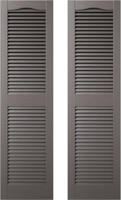 Mid America Builders Edge Standard Cathedral Top Center Mullion Open Louver Shutter Pair
