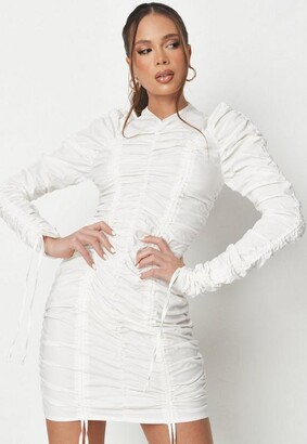 Missguided Tall White Ruched Poplin Gathered Mini Dress - ShopStyle