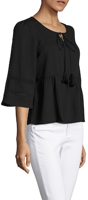Lucca Couture Inset Cuff Tassel Tie Blouse
