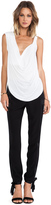 Thumbnail for your product : Halston Asymmetric Sleeve Drape Front Top