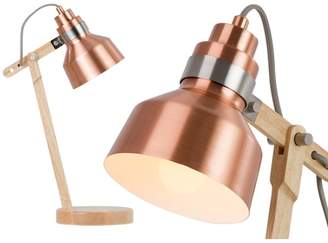 Brett Table Lamp, Wood and Brushed Copper