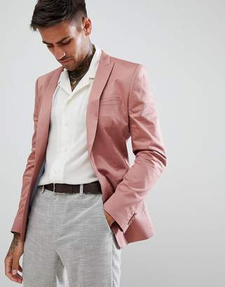 ASOS Design DESIGN super skinny blazer in dusky pink cotton sateen