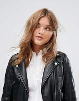 Thumbnail for your product : Pull&Bear Premium Leather Biker Jacket
