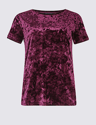 M&S Collection Velour Round Neck Short Sleeve T-Shirt