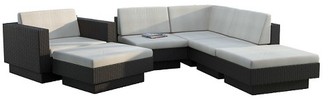 Sonax 6-Piece Park Terrace Sectional Patio Set - Textured Black