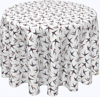 Rosalind Wheeler Blanco Geometric Round Tablecloth