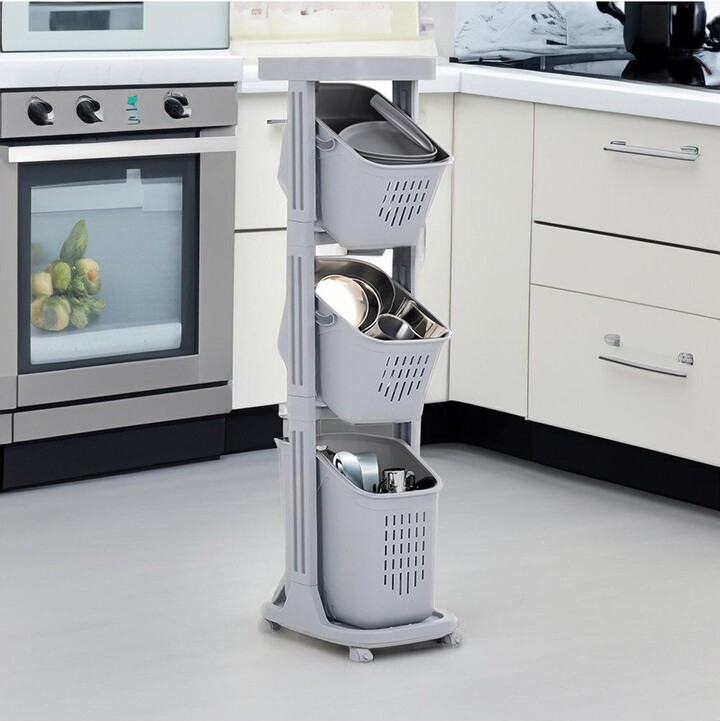 Living and Home 4Tier Storage Rack Laundry Basket with Wheels ShopStyle