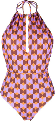 La DoubleJ Hazzard Wrap-effect Printed Swimsuit - Blue