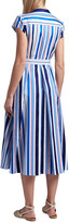 Thumbnail for your product : Loro Piana Striped Cap-Sleeve Belted Midi Dress