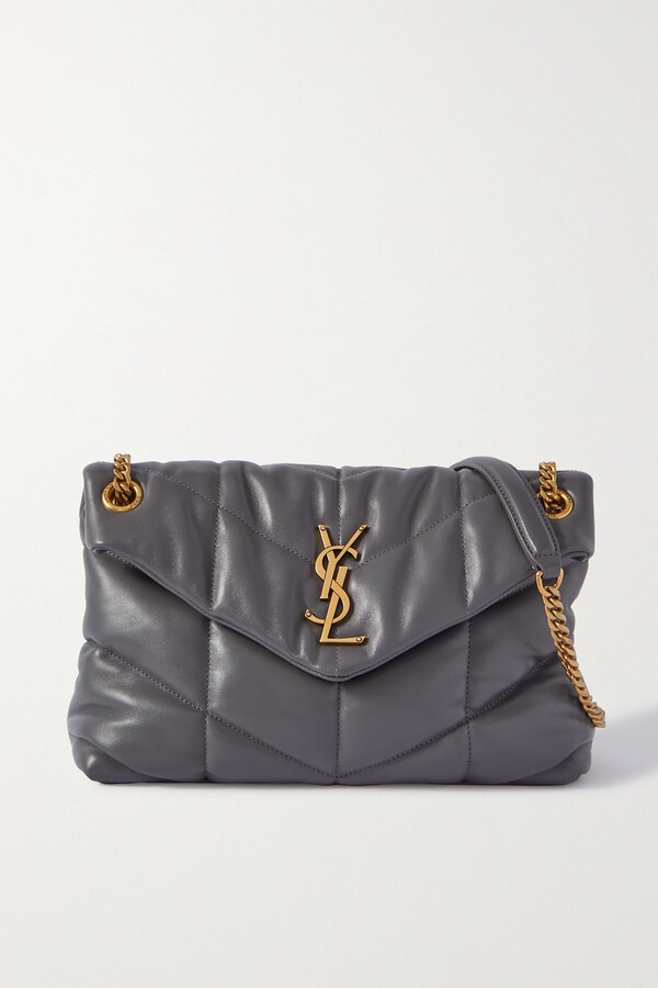 Saint Laurent Loulou Puffer Small Quilted Leather Shoulder Bag Gray