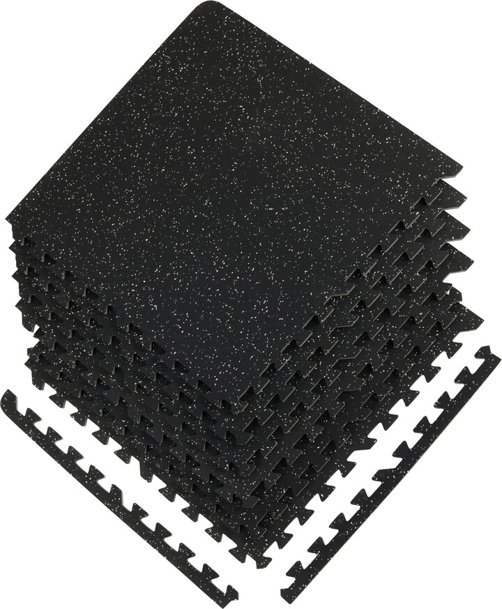 KFFKFF 6 Pieces 1/2 Inch Thick Gym Floor Mats, Covers 24 Square Feet, 24" x 24" EVA Foam and Rubber Surface Interlocking Gym Floor Mats, Waterproof Workout Puzzle Flooring for Gym, Home, Garage